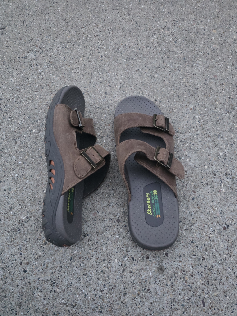 Skechers  Brown Dual-Strap Slide Sandals Women Size 10 - Picture 5 of 11